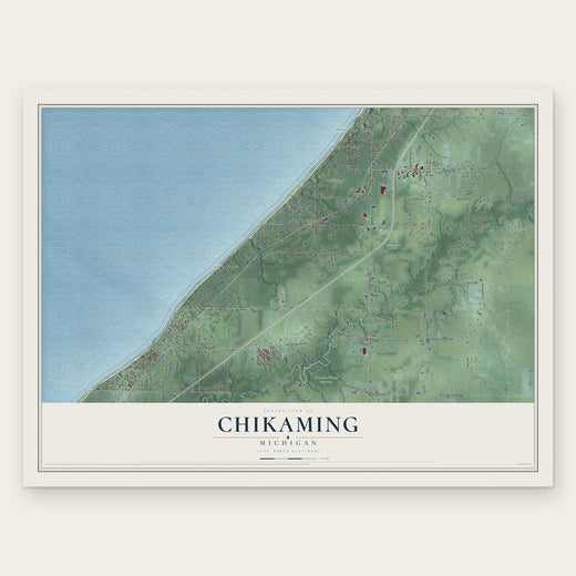 Chikaming, Michigan map print, the full design