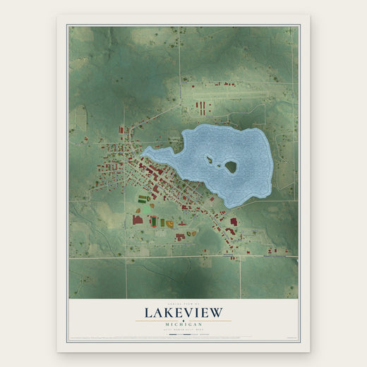 Lakeview, Michigan map print, the full design