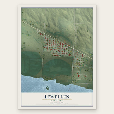 Lewellen, Nebraska map print, the full design