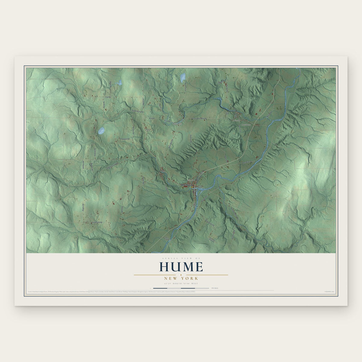 Hume, New York map print, the full design