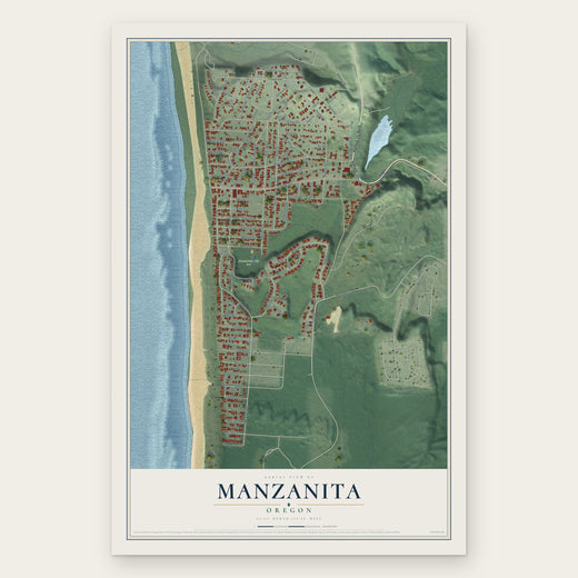 Manzanita, Oregon map print, the full design