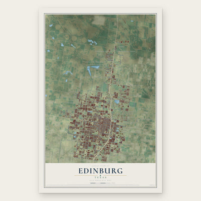 Edinburg, Texas map print, the full design