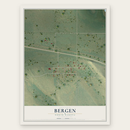 Bergen, North Dakota map print, the full design