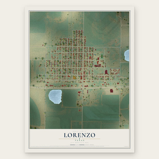 Lorenzo, Texas map print, the full design