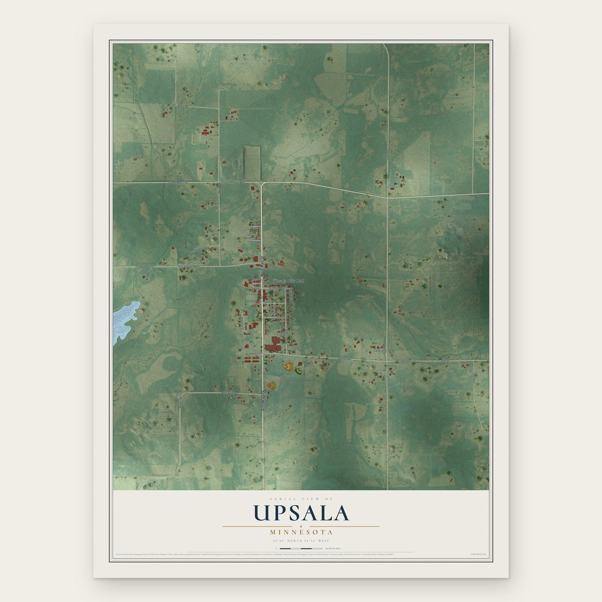 Upsala, Minnesota map print, the full design
