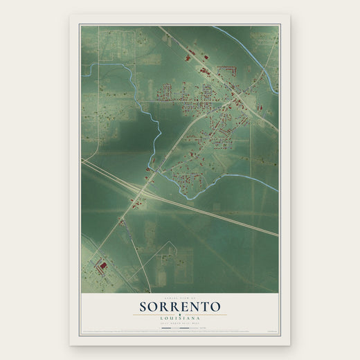 Sorrento, Louisiana map print, the full design