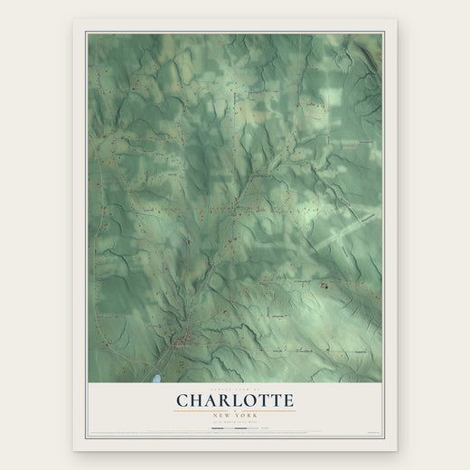 Charlotte, New York map print, the full design