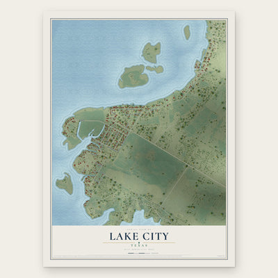 Lake City, Texas map print, the full design