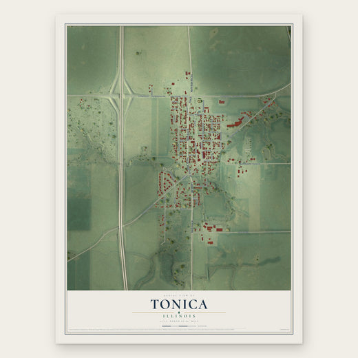 Tonica, Illinois map print, the full design