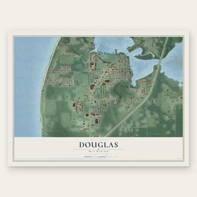 Douglas, Michigan map print, the full design
