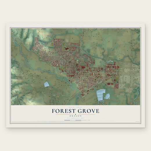 Forest Grove, Oregon map print, the full design