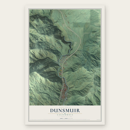 Dunsmuir, California map print, the full design