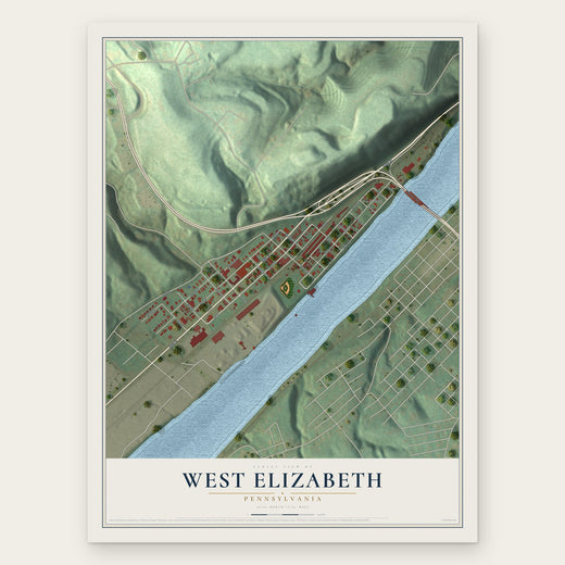 West Elizabeth, Pennsylvania map print, the full design