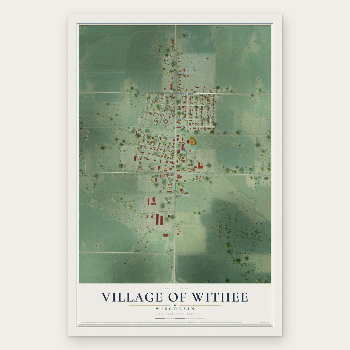 Withee, Wisconsin map print, the full design