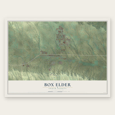 Box Elder, South Dakota map print, the full design