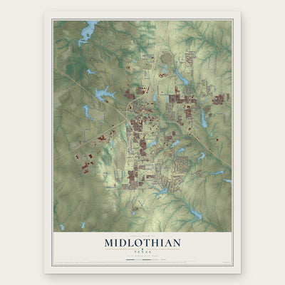 Midlothian, Texas map print, the full design