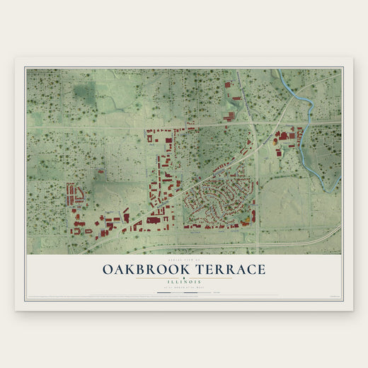 Oakbrook Terrace, Illinois map print, the full design