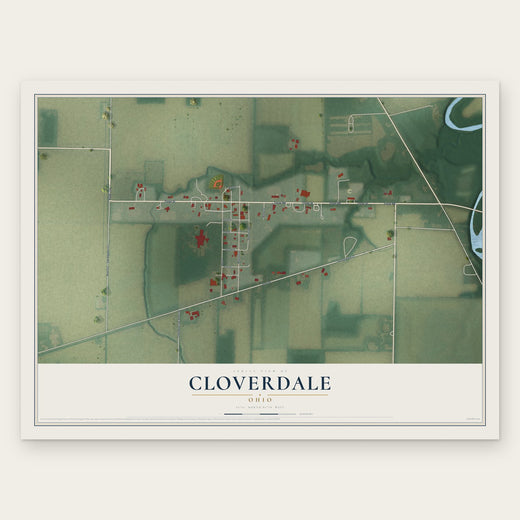 Cloverdale, Ohio map print, the full design