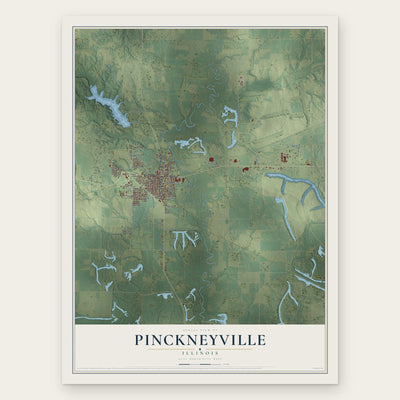 Pinckneyville, Illinois map print, the full design