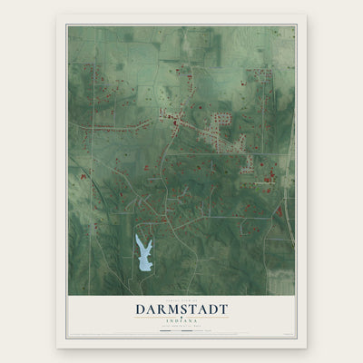 Darmstadt, Indiana map print, the full design