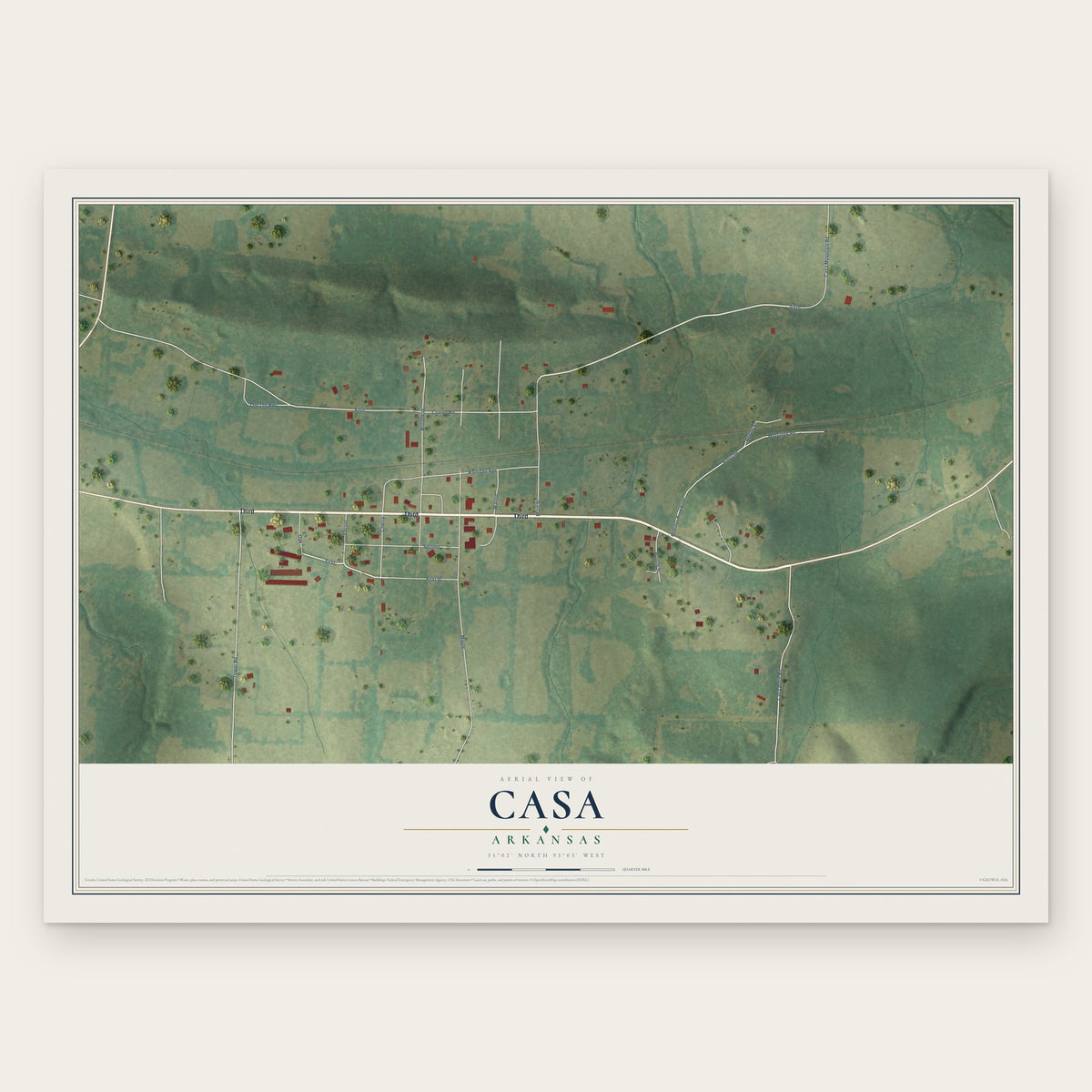 Casa, Arkansas map print, the full design