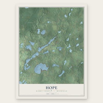Hope, Barry County, Michigan map print, the full design