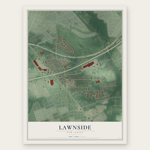Lawnside, New Jersey map print, the full design