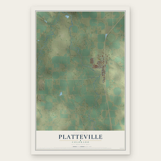 Platteville, Colorado map print, the full design