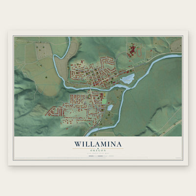 Willamina, Oregon map print, the full design