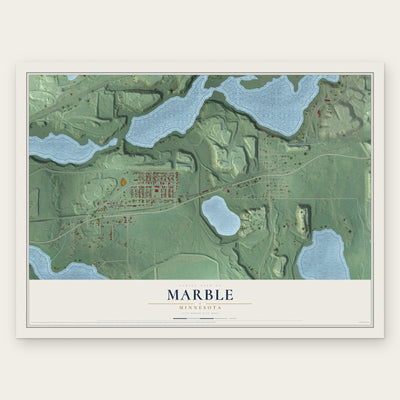 Marble, Minnesota map print, the full design
