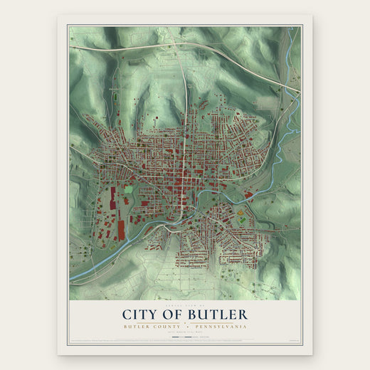 City of Butler, Butler County, Pennsylvania map print, the full design