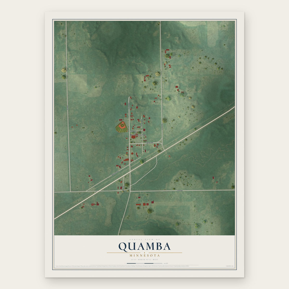 Quamba, Minnesota map print, the full design