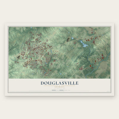 Douglasville, Georgia map print, the full design