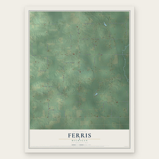 Ferris, Michigan map print, the full design