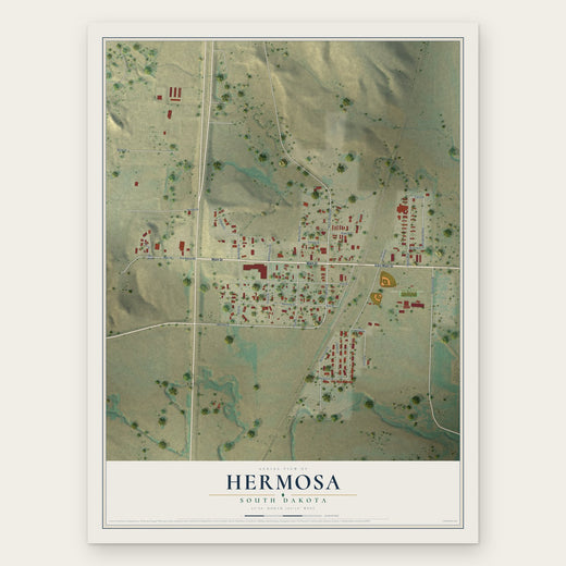 Hermosa, South Dakota map print, the full design