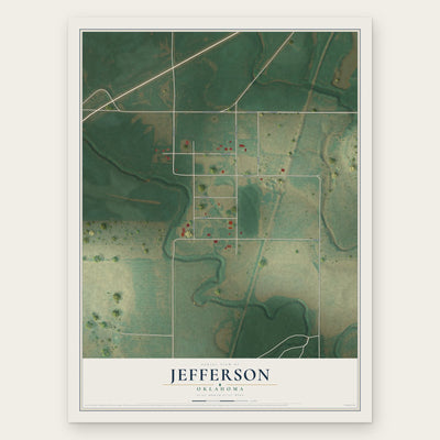 Jefferson, Oklahoma map print, the full design