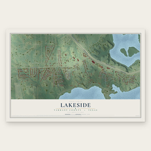 Lakeside, Tarrant County, Texas map print, the full design