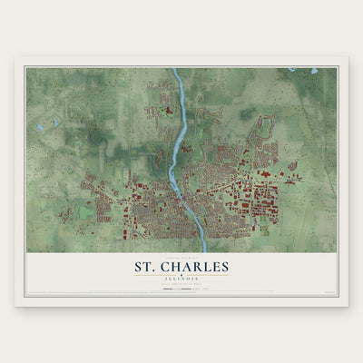 St. Charles, Illinois map print, the full design