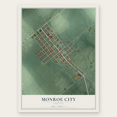 Monroe City, Indiana map print, the full design