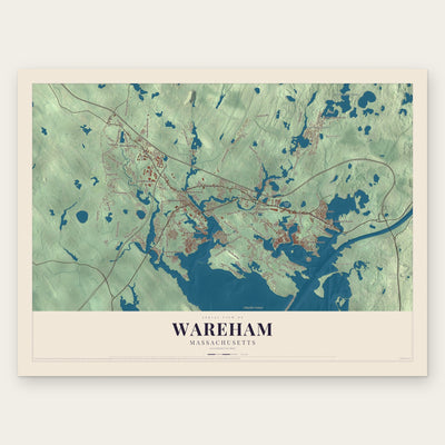 Wareham, Massachusetts map print, the full design