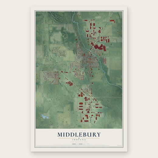 Middlebury, Indiana map print, the full design