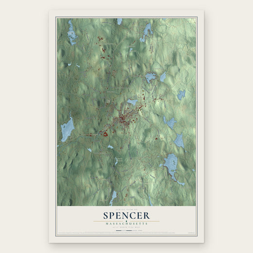 Spencer, Massachusetts map print, the full design