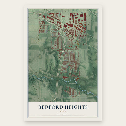 Bedford Heights, Ohio map print, the full design