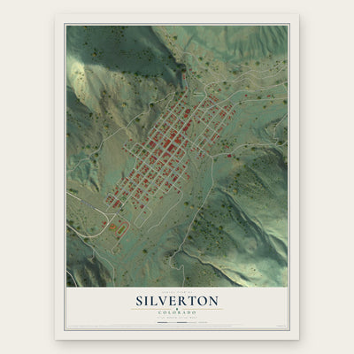 Silverton, Colorado map print, the full design