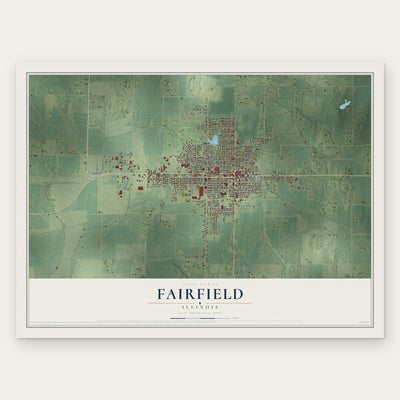 Fairfield, Illinois map print, the full design
