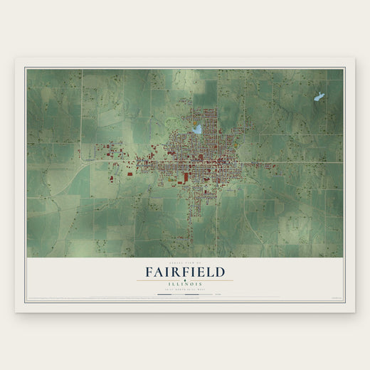 Fairfield, Illinois map print, the full design