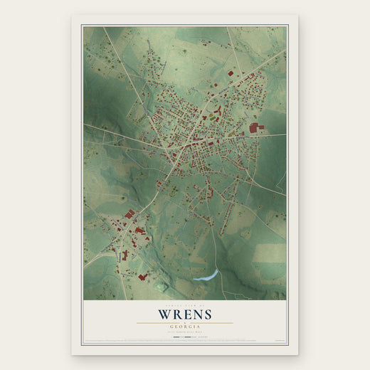 Wrens, Georgia map print, the full design