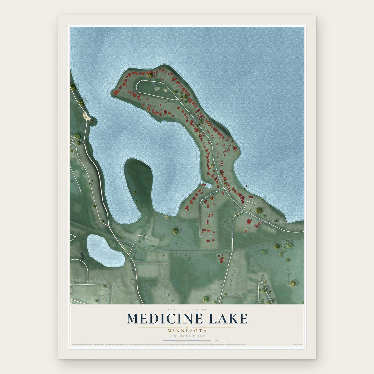 Medicine Lake, Minnesota map print, the full design