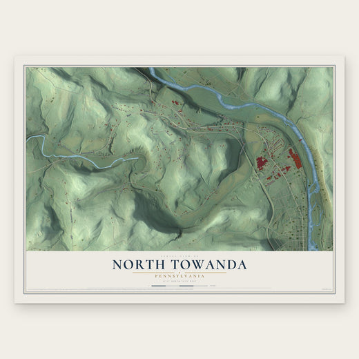 North Towanda, Pennsylvania map print, the full design