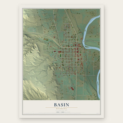 Basin, Wyoming map print, the full design